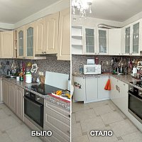 Замена фасадов с ПВХ на суперглянцевый Акрил. ул. Щорса 105.