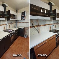 Замена фасадов (ПВХ), замена ручек, замена столешницы. ул. Грибоедова, 1.